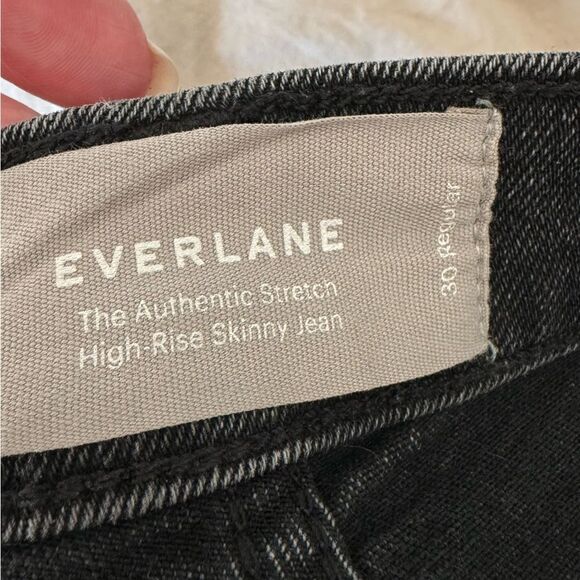 Everlane The Authentic Stretch High-Rise Skinny Button Fly size 30 ankle black - Picture 12 of 13